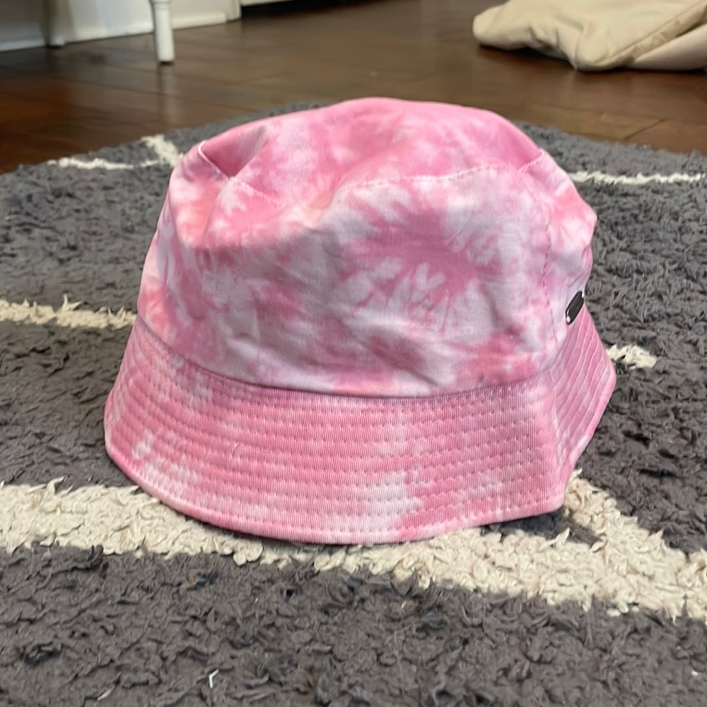 tye dye pink bucket hat.